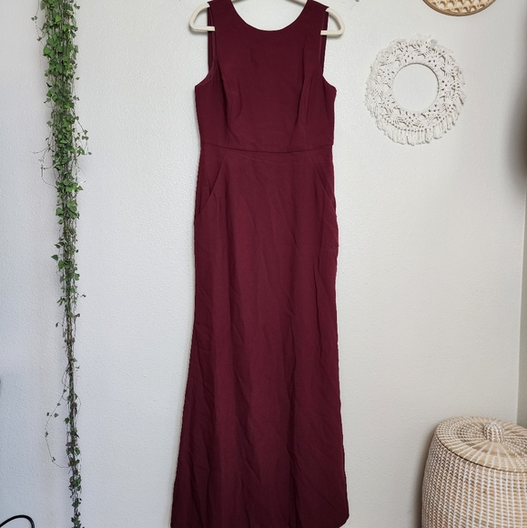Dessy Collection Draped Backless Crepe Dress With Pockets Womens 12 NWT - Picture 2 of 14